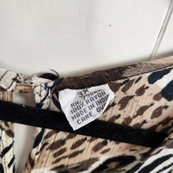 Vintage 90s Leopard Animal Print Maxi Dress Sleeveless Witchy 1990s Plus Size 3X - Picture 8 of 12